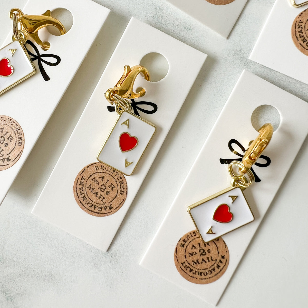 Ace of Heart -OR- Spade Zipper Pull Keychain Charm