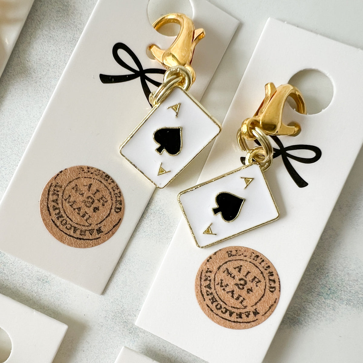 Ace of Heart -OR- Spade Zipper Pull Keychain Charm