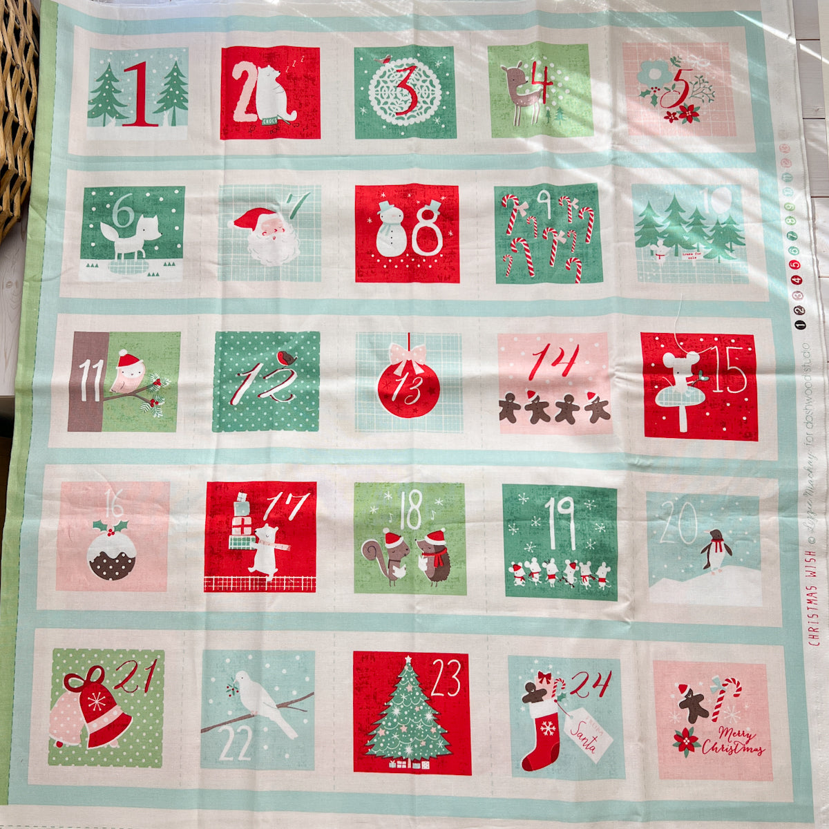 Adorable Advent Calendar Fabric Panel by Dashwood studios