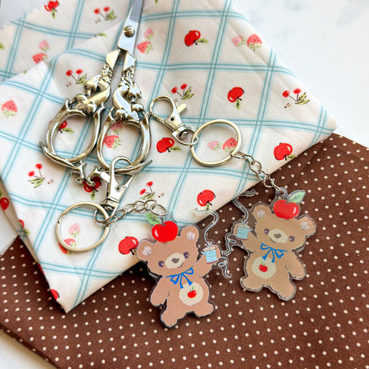 Apple Bear Acrylic Zipper Pull Keychain Charm with Clasp - nanaCompany Limited Edition