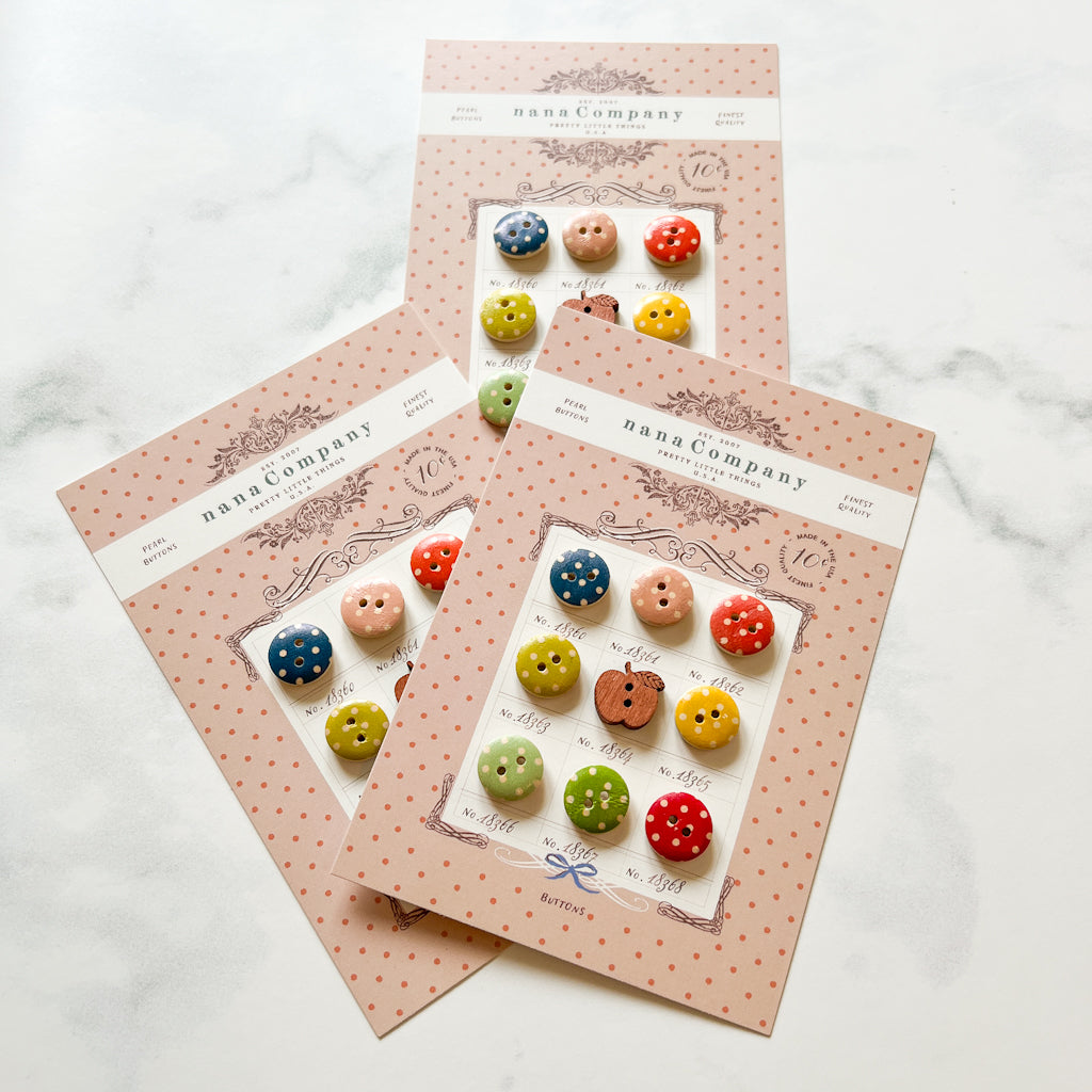 Apple Seed NanaCompany Button Card | Set of 9 buttons