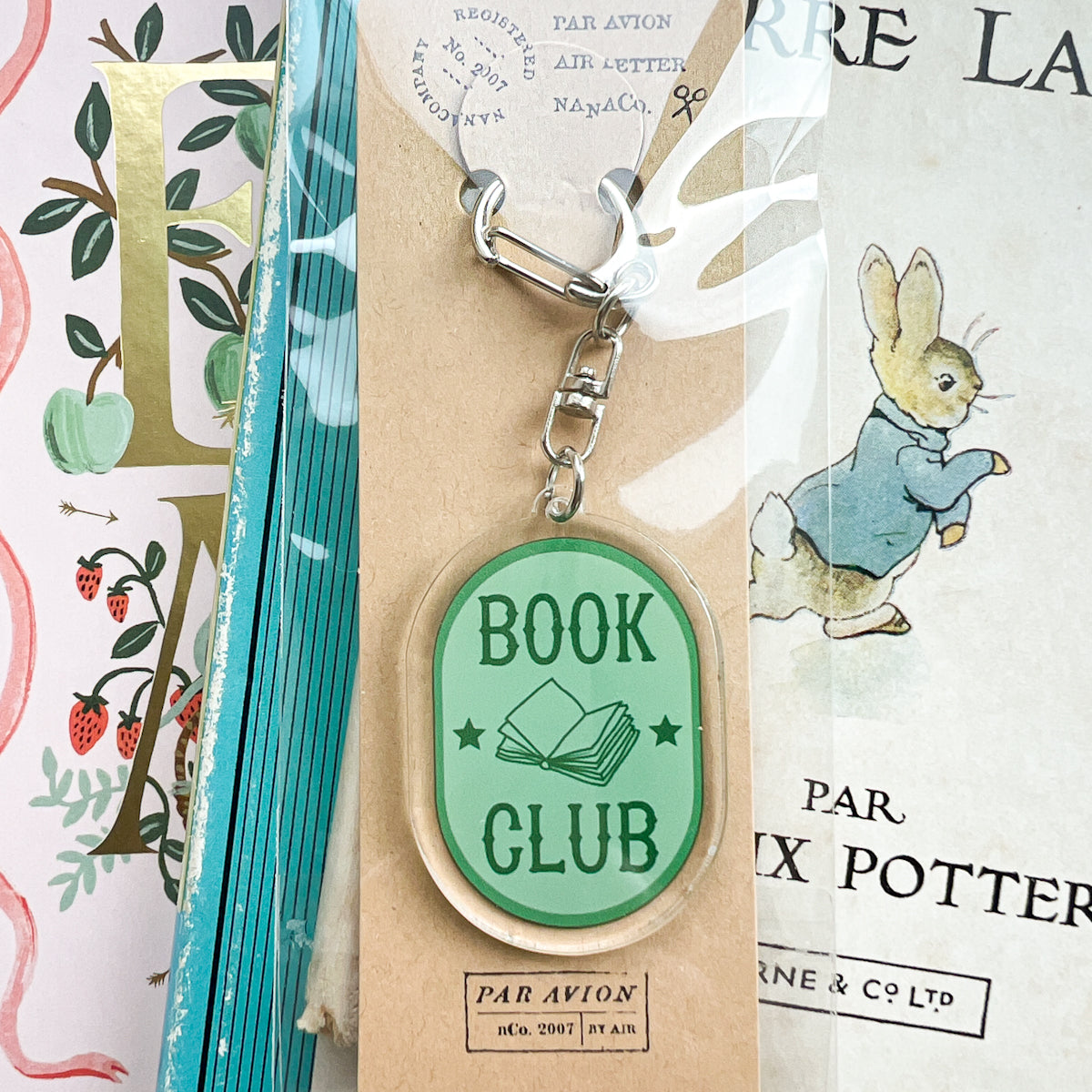 Book Club Acrylic Zipper Pull Keychain Charm