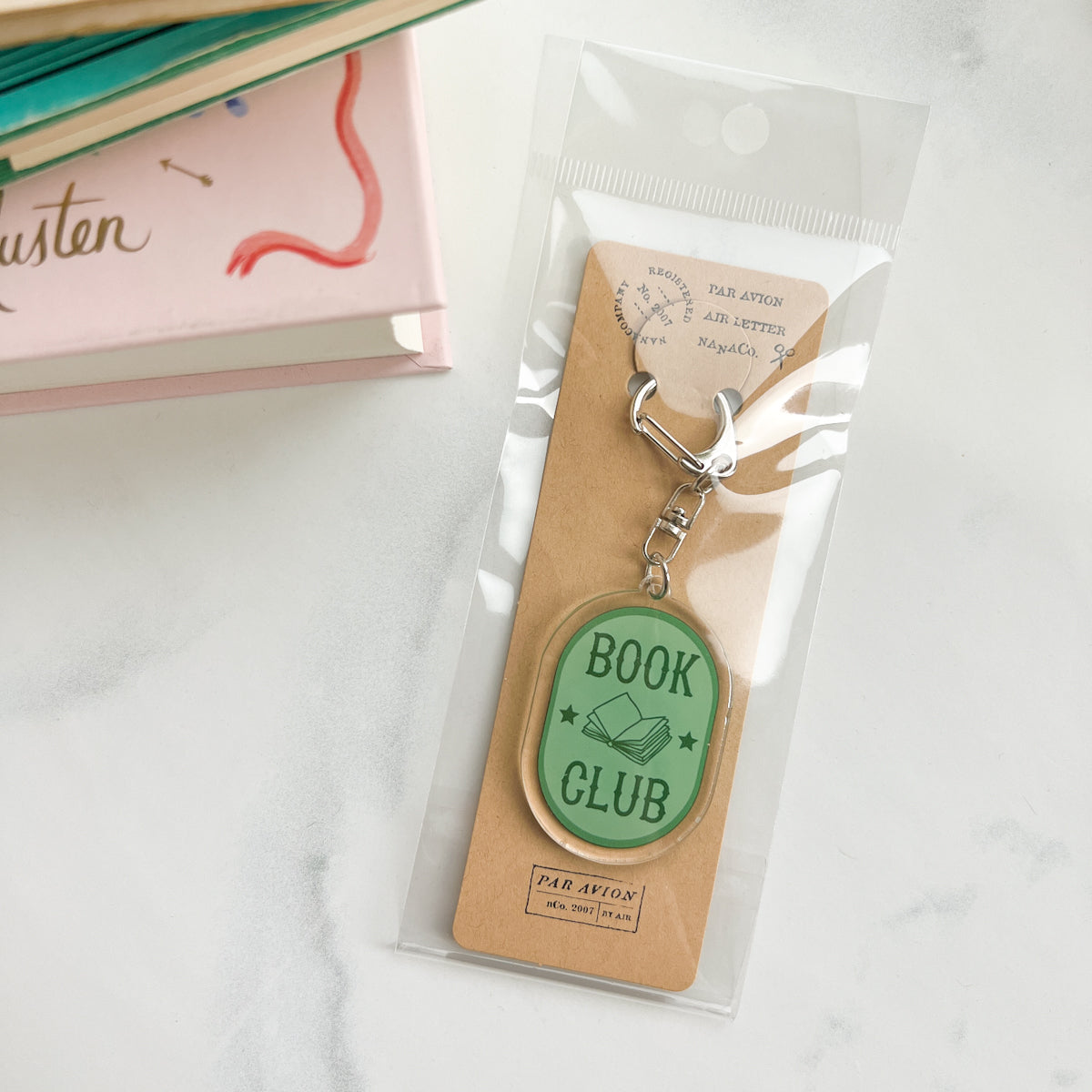 Book Club Acrylic Zipper Pull Keychain Charm