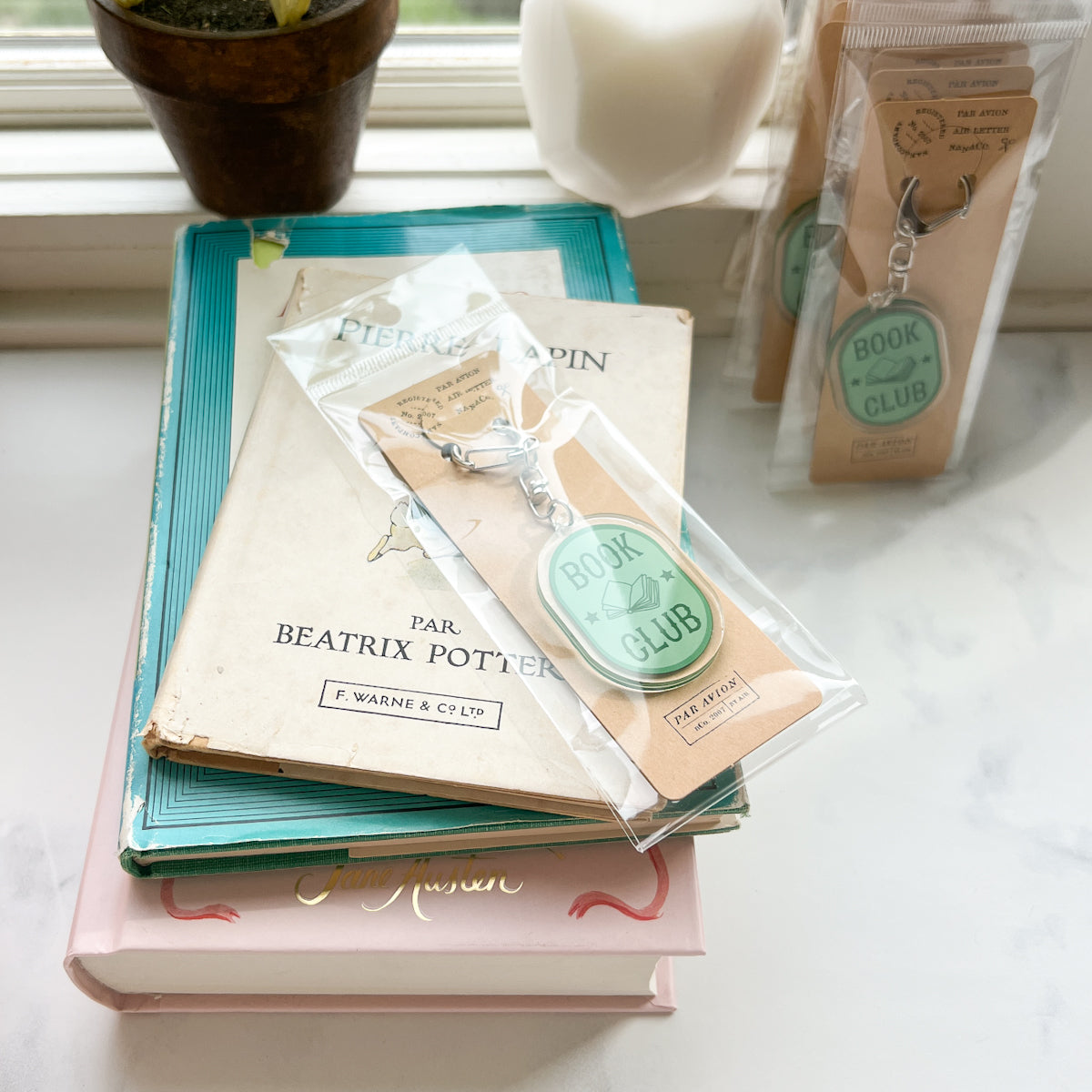 Book Club Acrylic Zipper Pull Keychain Charm