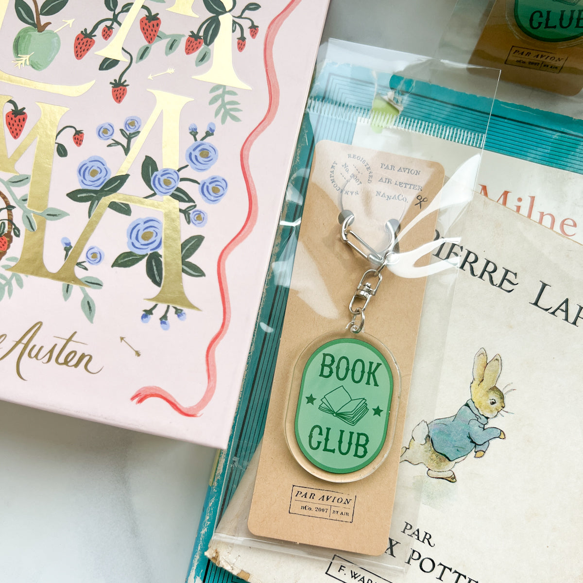 Book Club Acrylic Zipper Pull Keychain Charm