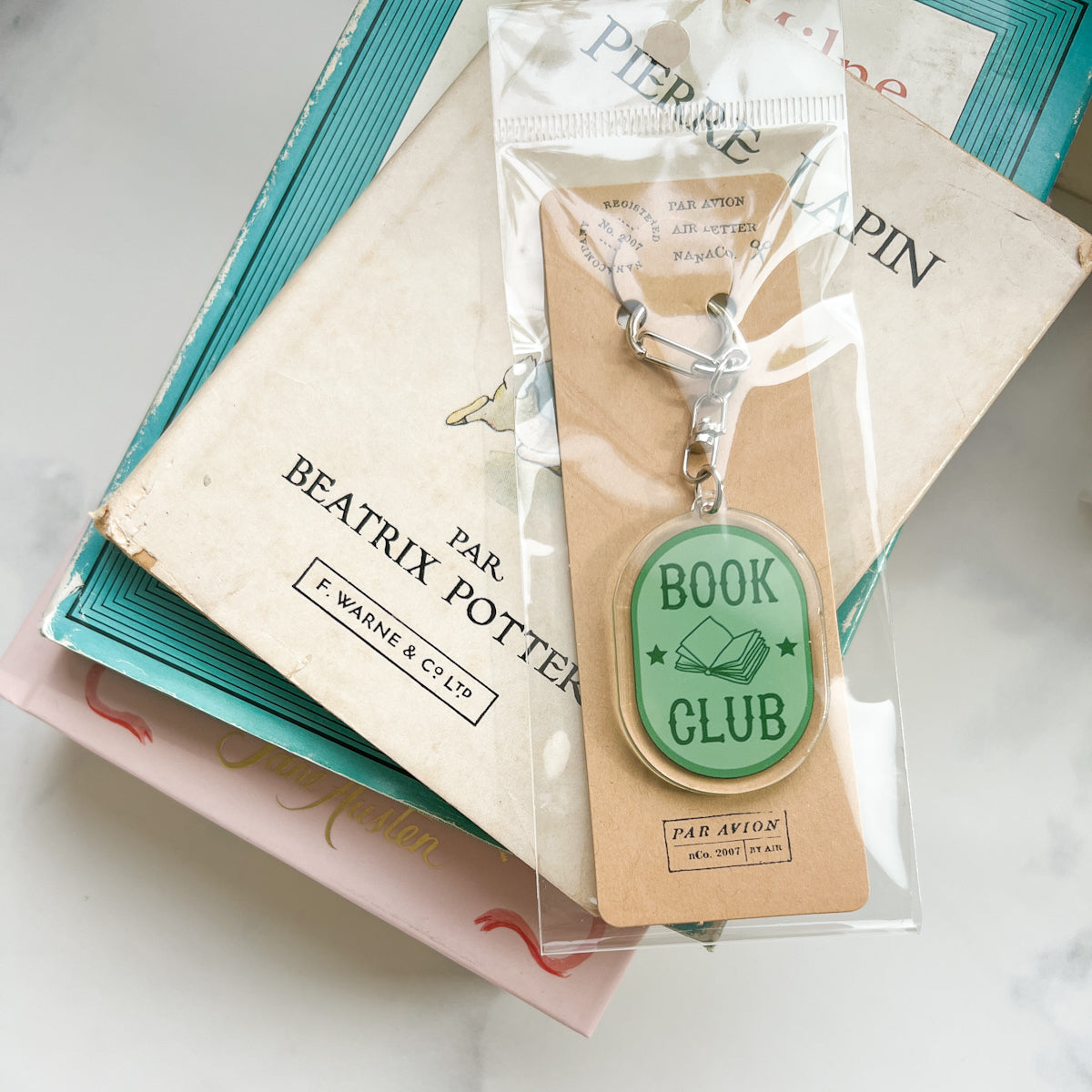 Book Club Acrylic Zipper Pull Keychain Charm