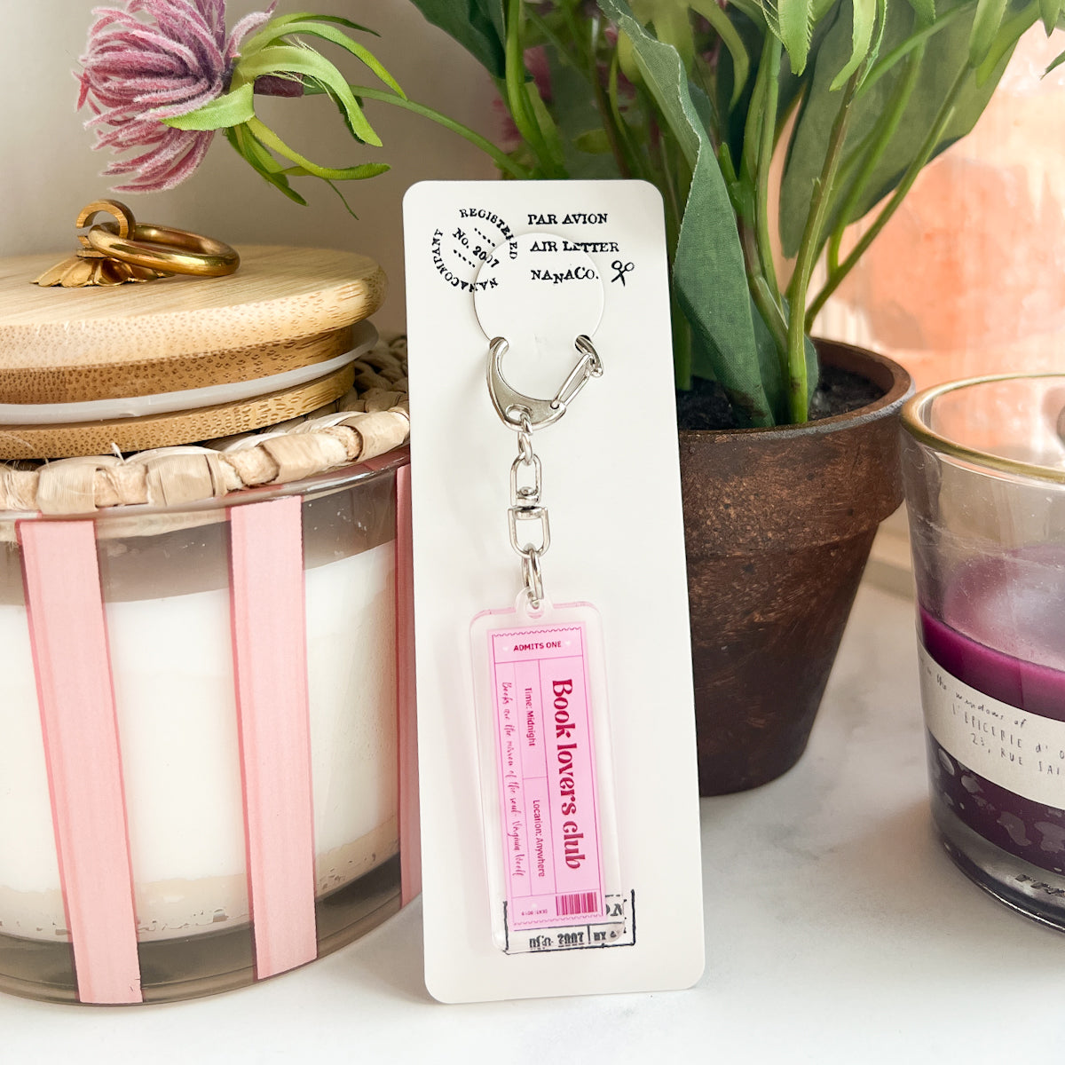 Book Lovers Club Acrylic Zipper Pull Keychain Charm