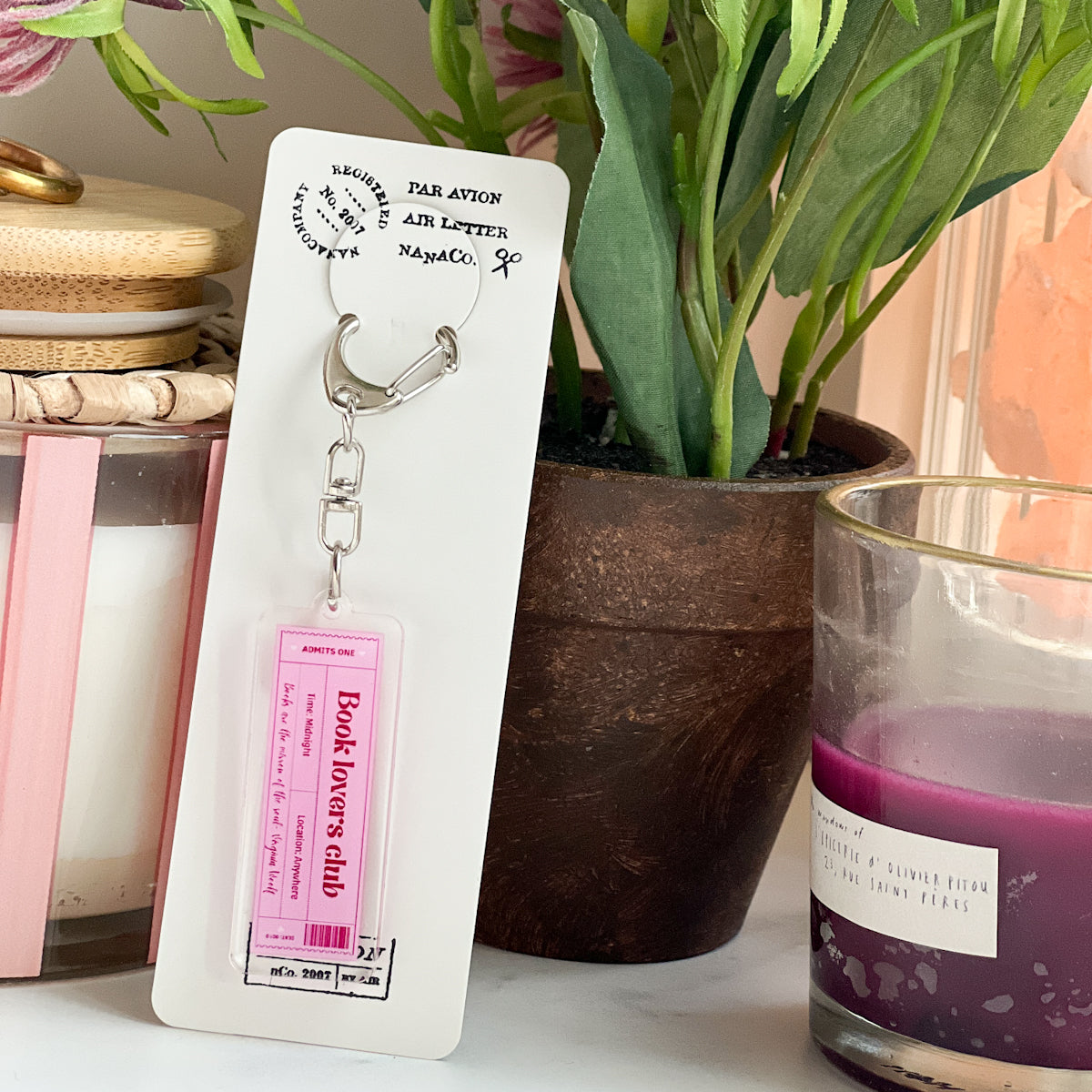 Book Lovers Club Acrylic Zipper Pull Keychain Charm
