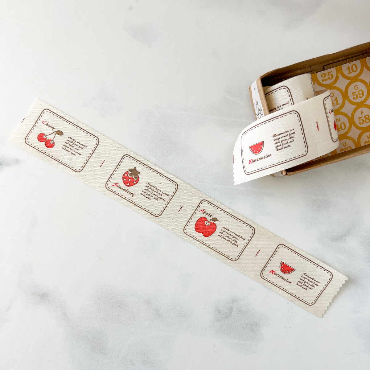 Bordered Fruit Printed Cotton Labels | Strawberry Set