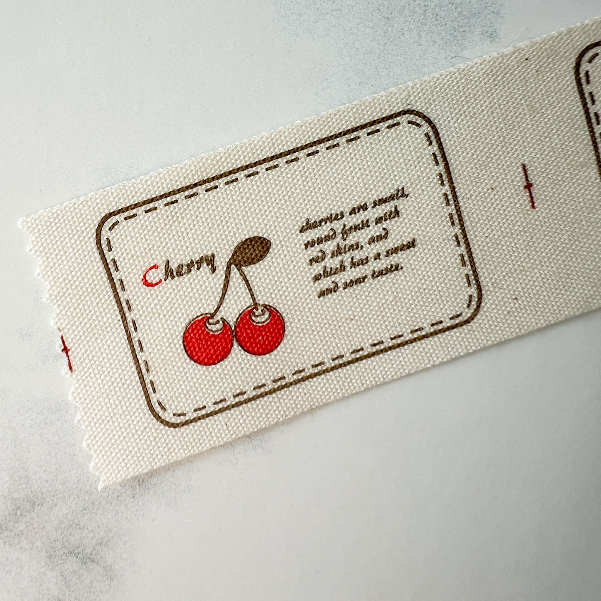 Bordered Fruit Printed Cotton Labels | Strawberry Set