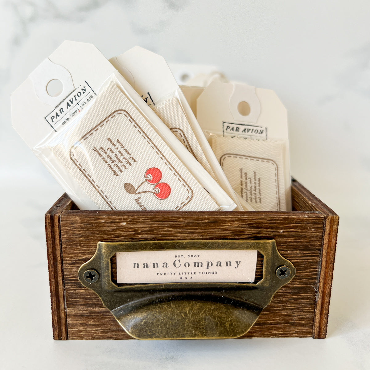 Bordered Fruit Printed Cotton Labels | Cherry Set