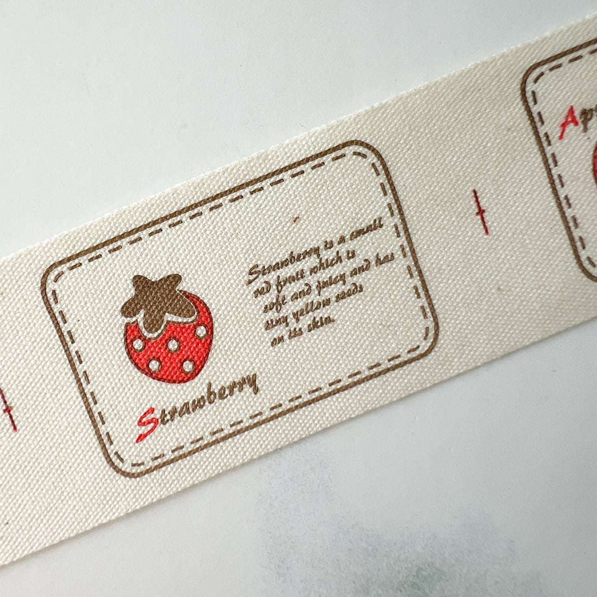 Bordered Fruit Printed Cotton Labels | Strawberry Set