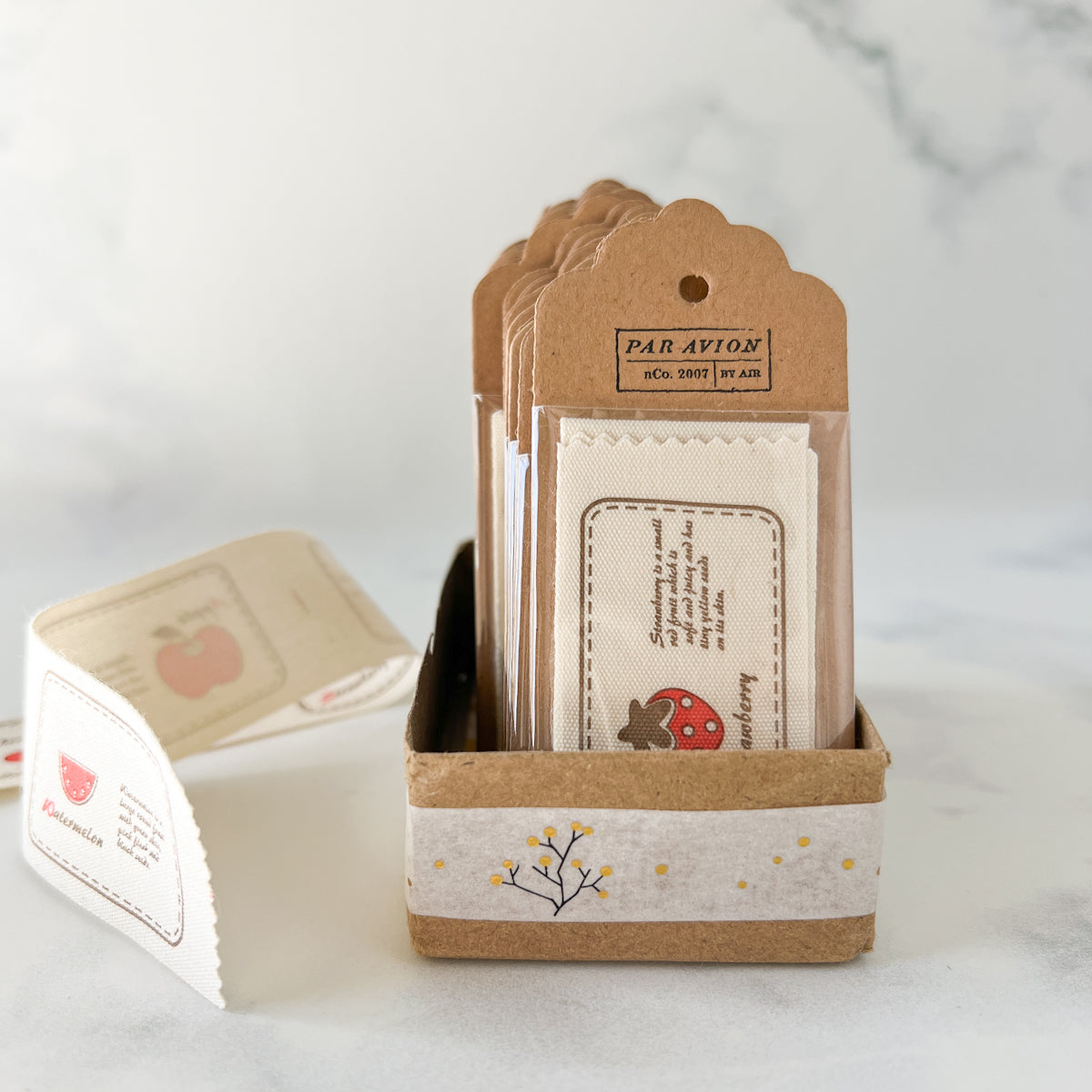 Bordered Fruit Printed Cotton Labels | Strawberry Set