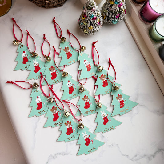 Candy Cane Christmas Stocking Stuffer Ornaments - Choose Style Bunny, Kitty, Bear