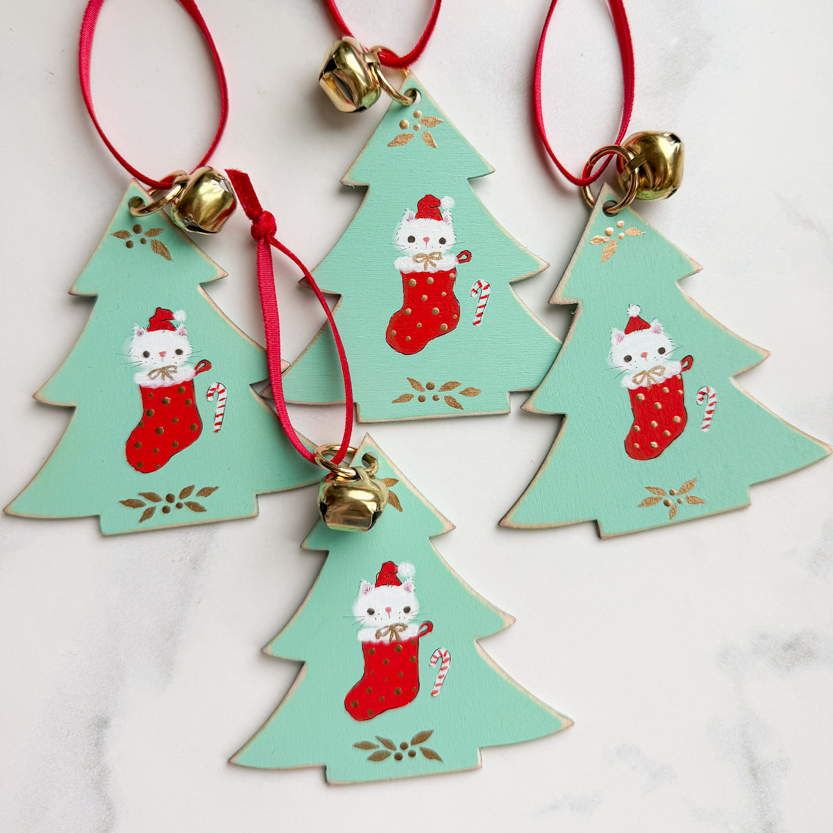 Candy Cane Christmas Stocking Stuffer Ornaments - Choose Style Bunny, Kitty, Bear