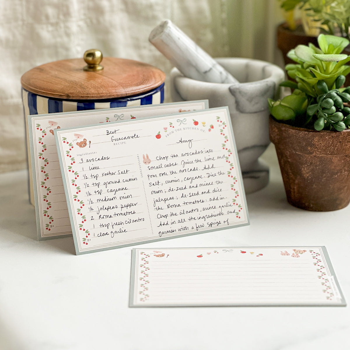 Cherry Border Recipe Cards | Set of ten