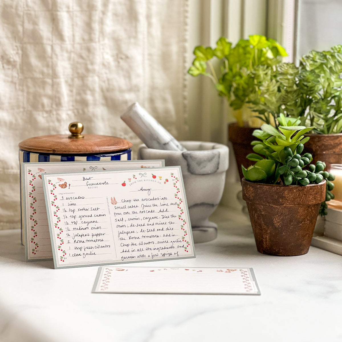 Cherry Border Recipe Cards | Set of ten