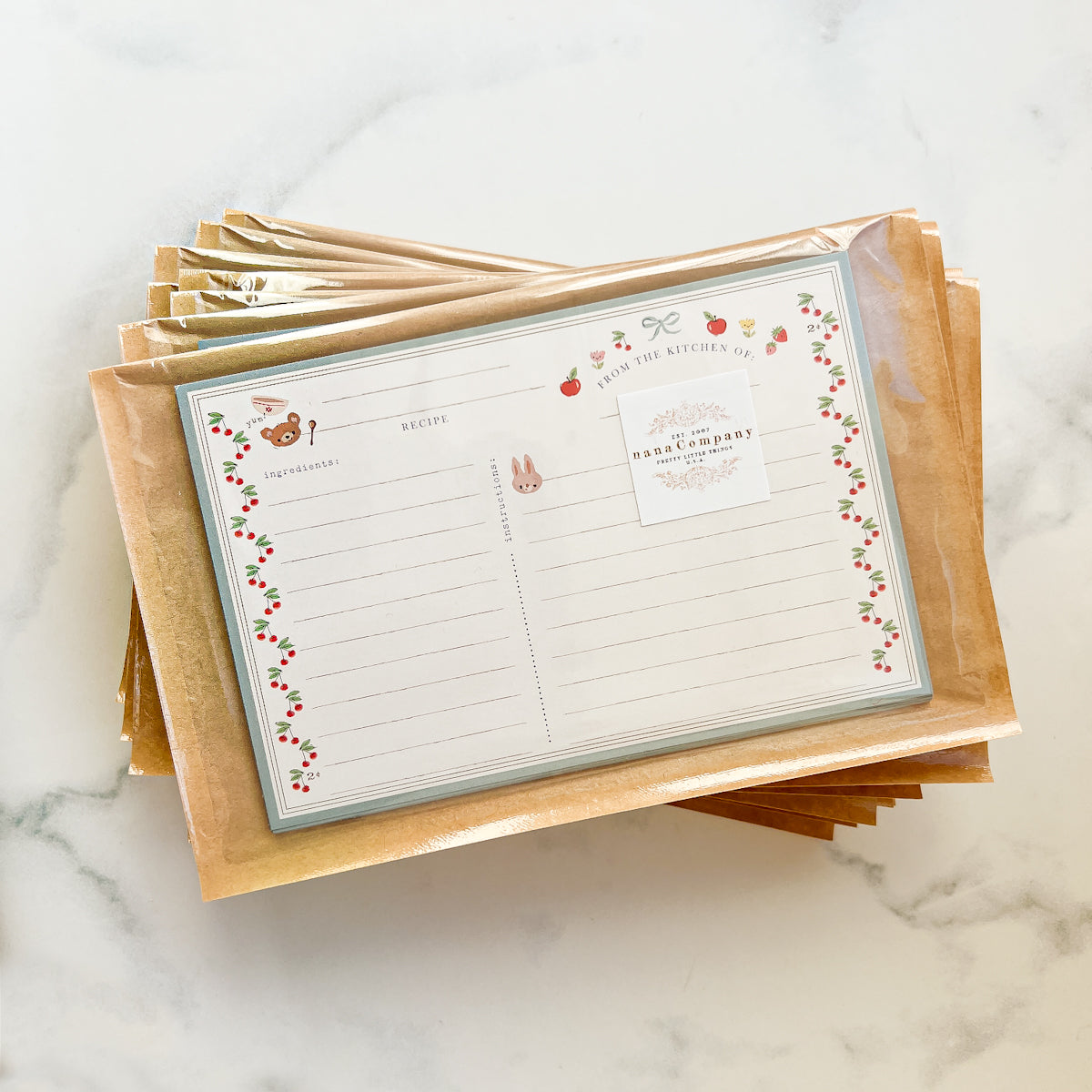 Cherry Border Recipe Cards | Set of ten
