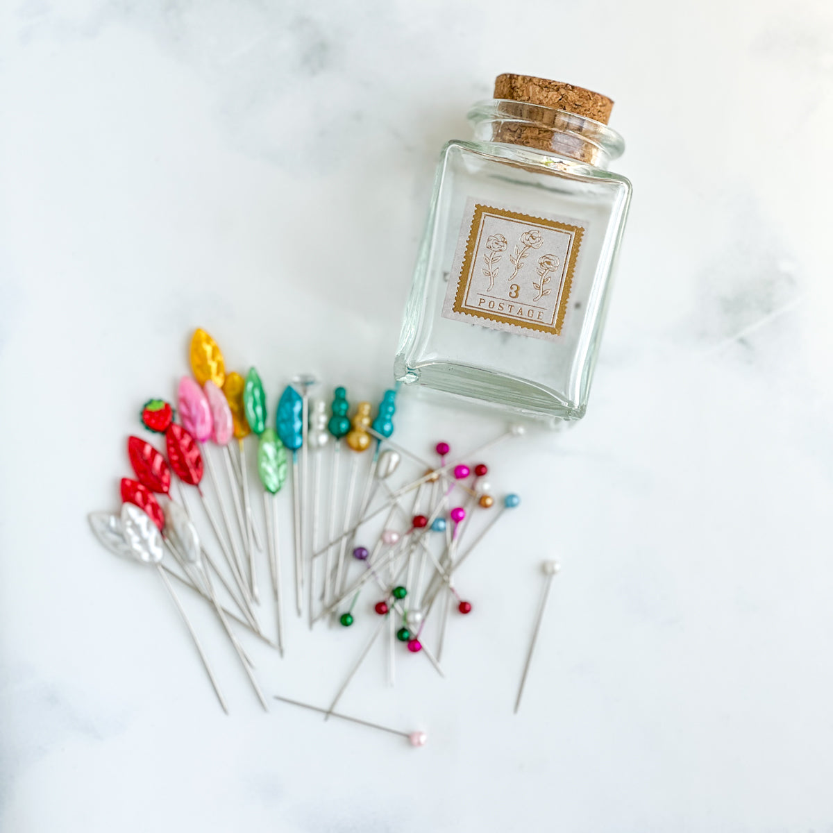 Colorful Sewing Pin collection | Decorative Glass Cork Bottle No.5