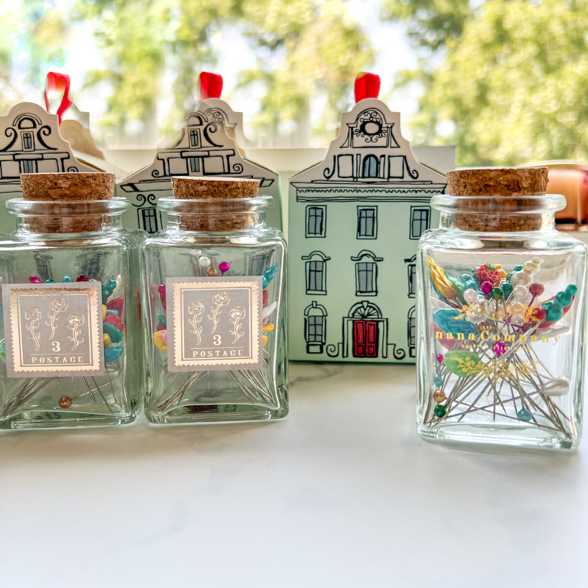 Colorful Sewing Pin collection | Decorative Glass Cork Bottle No.5