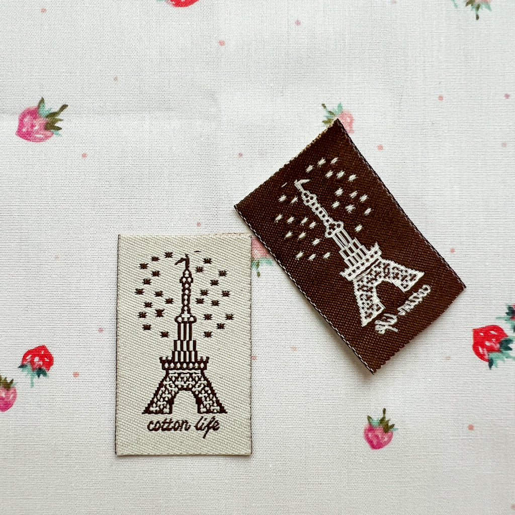 Cotton Life Eiffel Tower Woven Labels | set of 3