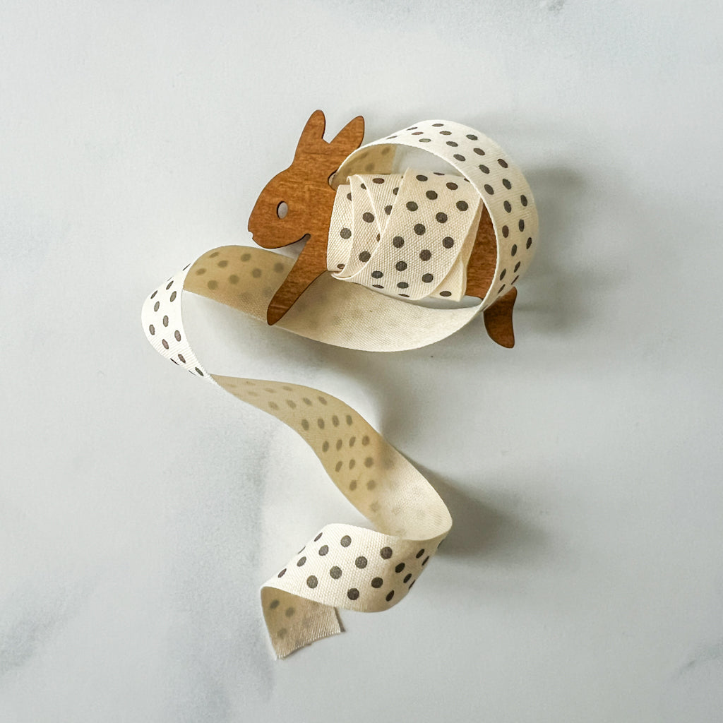 Dots of Black Cotton Ribbon Bunny Bobbin | 1 yard