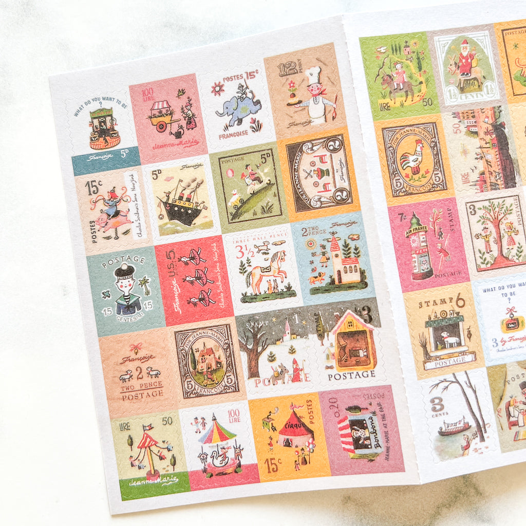 Whimsical Retro French Stamp Stickers