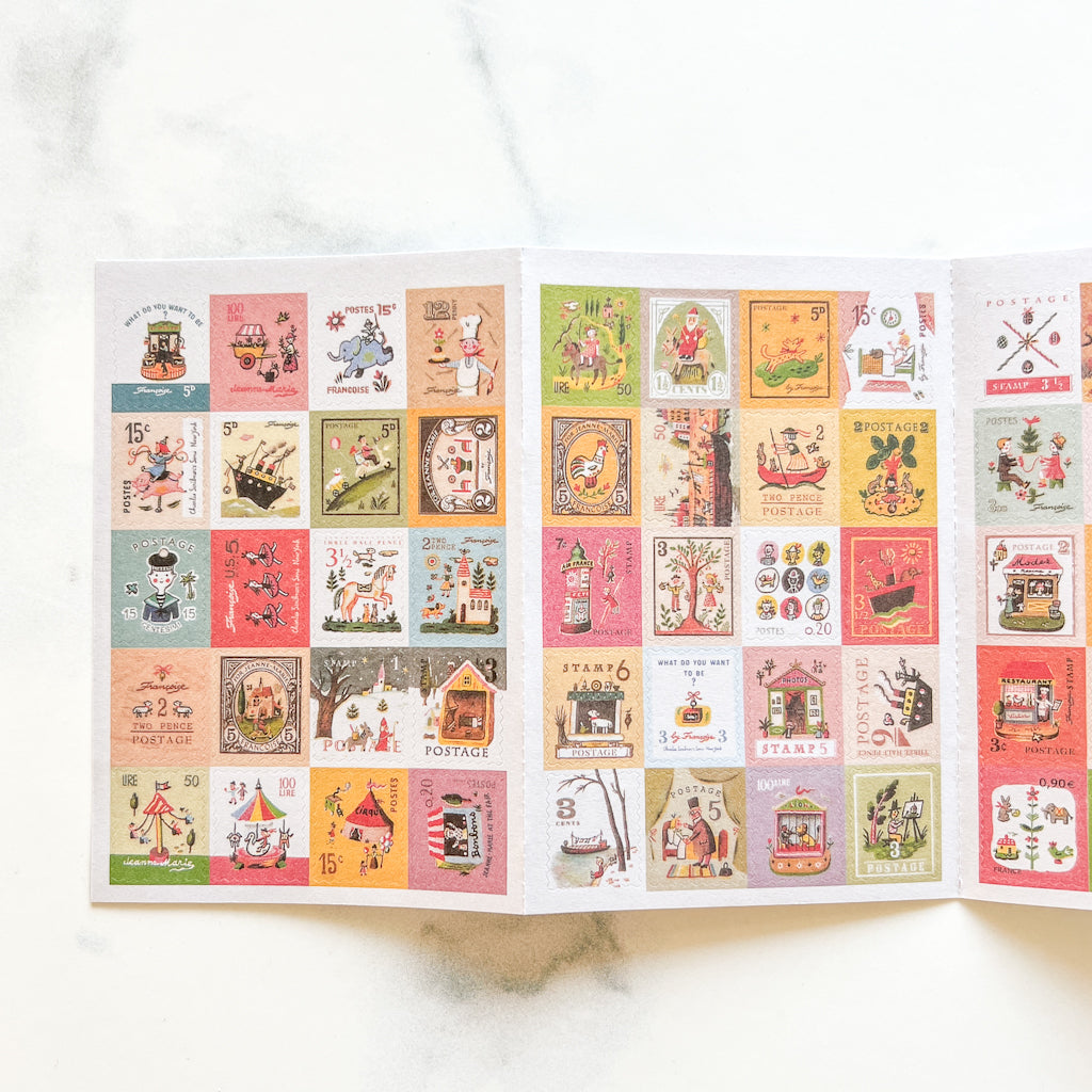 Whimsical Retro French Stamp Stickers