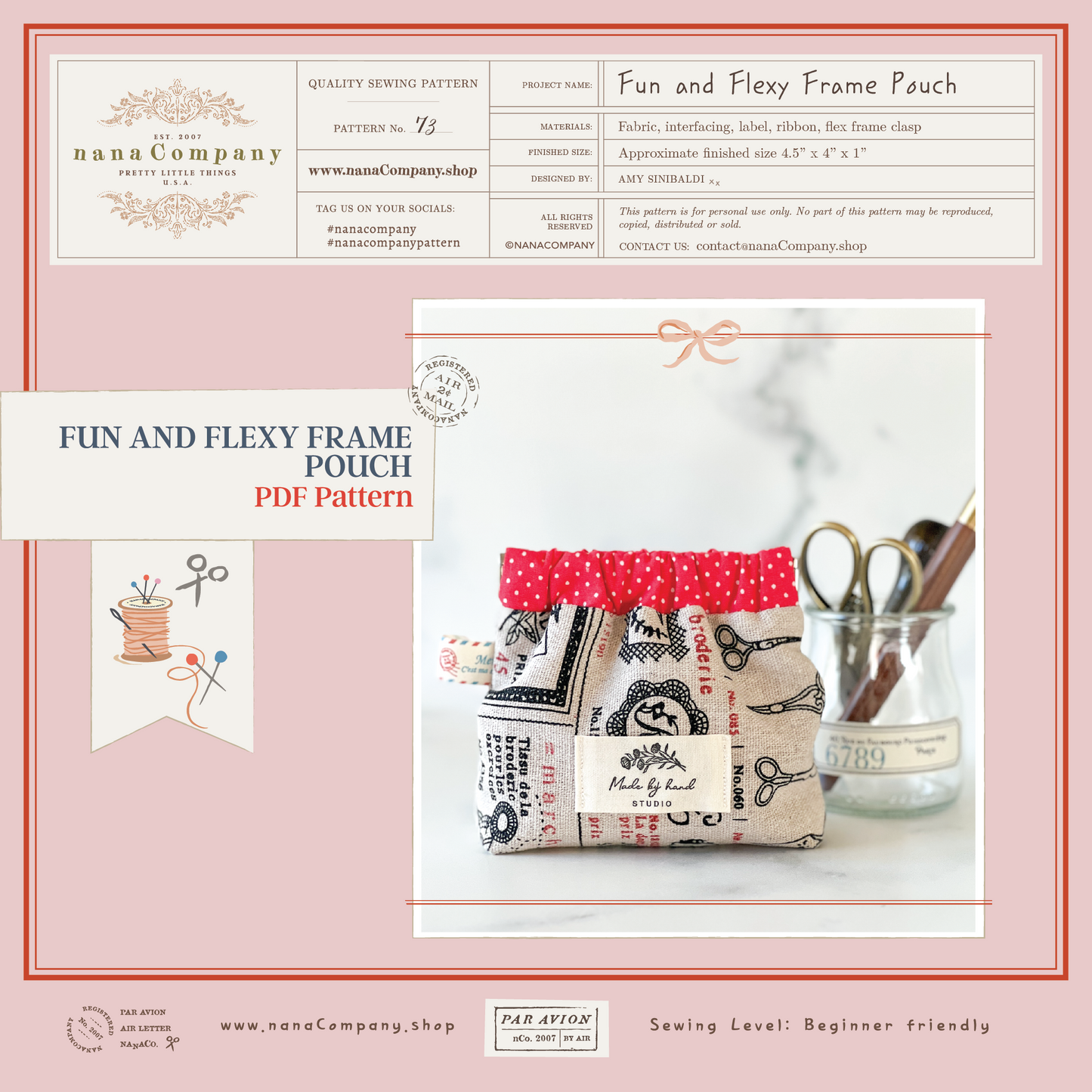 Fun and Flexy Pouch Pattern for use with Flex Frame Kiss Clasp | PDF Pattern
