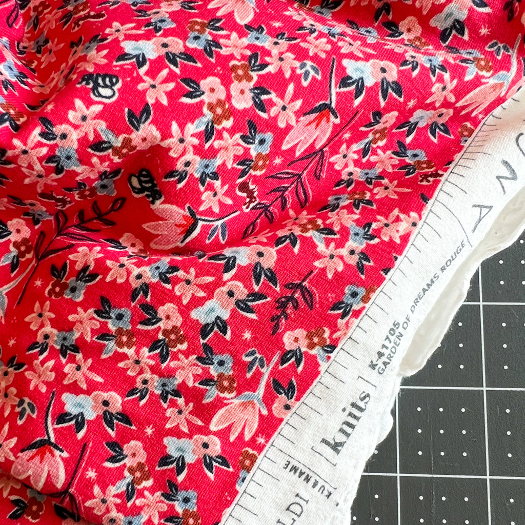 Garden of Dreams- Rouge KNIT fabric by Amy Sinibaldi | 1 yard