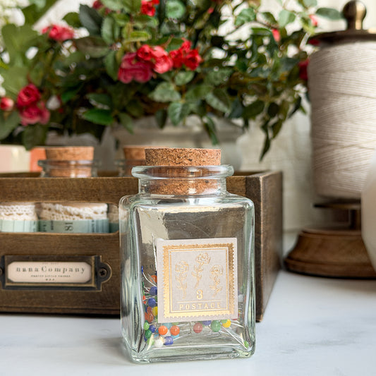 Glass Head Sewing Pins | Decorative Glass Cork Bottle No.6