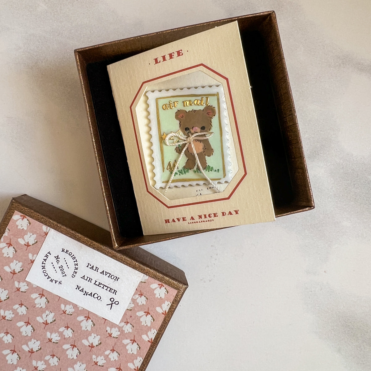 Handpainted Green Bear Stamp Button - One of a Kind
