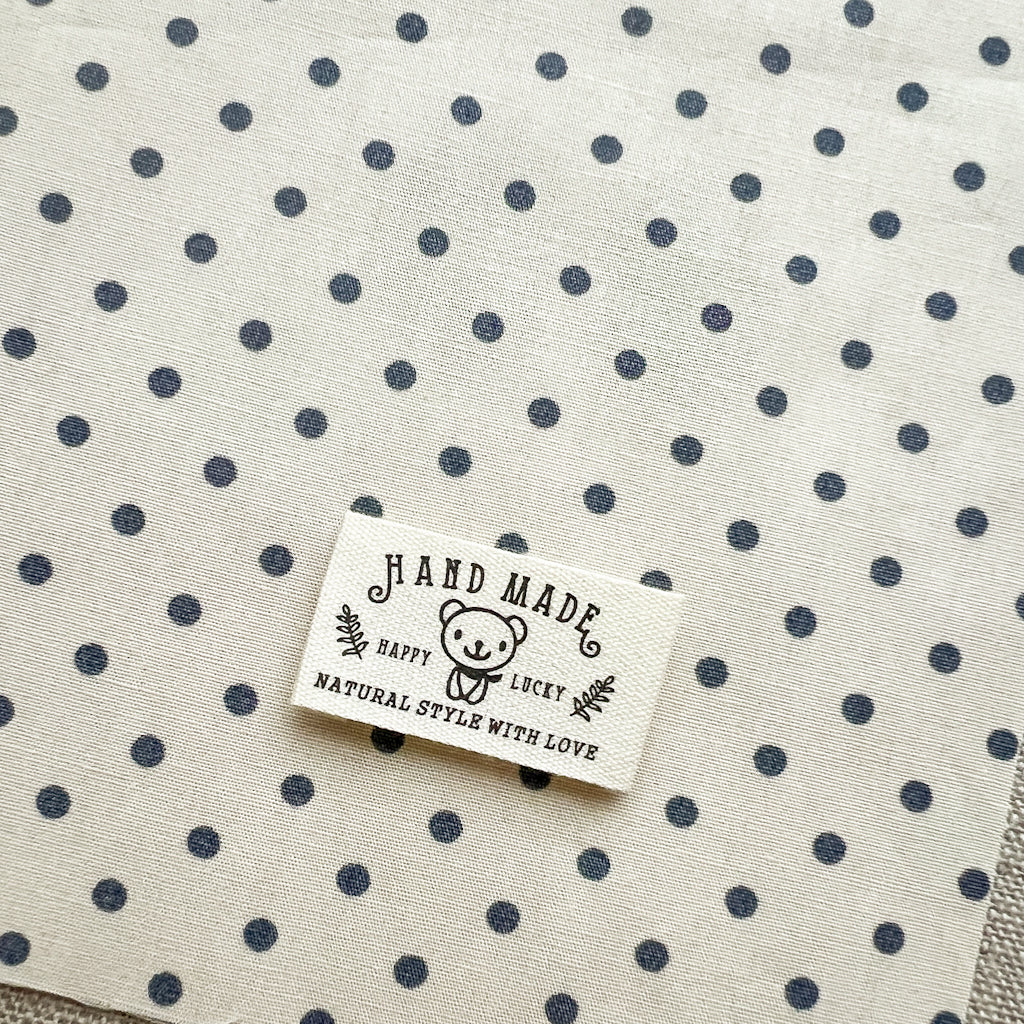 Handmade Happy Lucky Printed Cotton Labels | set of 3