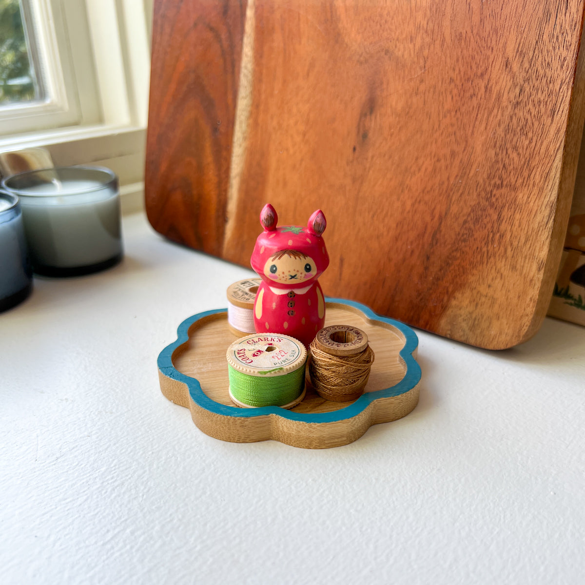 Hand Painted Cute Critter Thread Spool Wood Tray | Choose Style