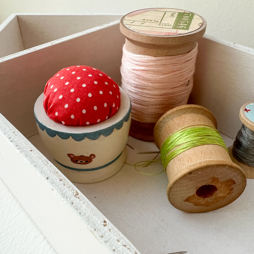 Hand Painted Wood Egg Cup Pin Cushion | No.5