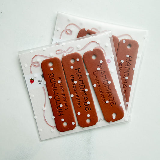 Handmade Limited Edition Caramel Vegan Leather tags | Set of three