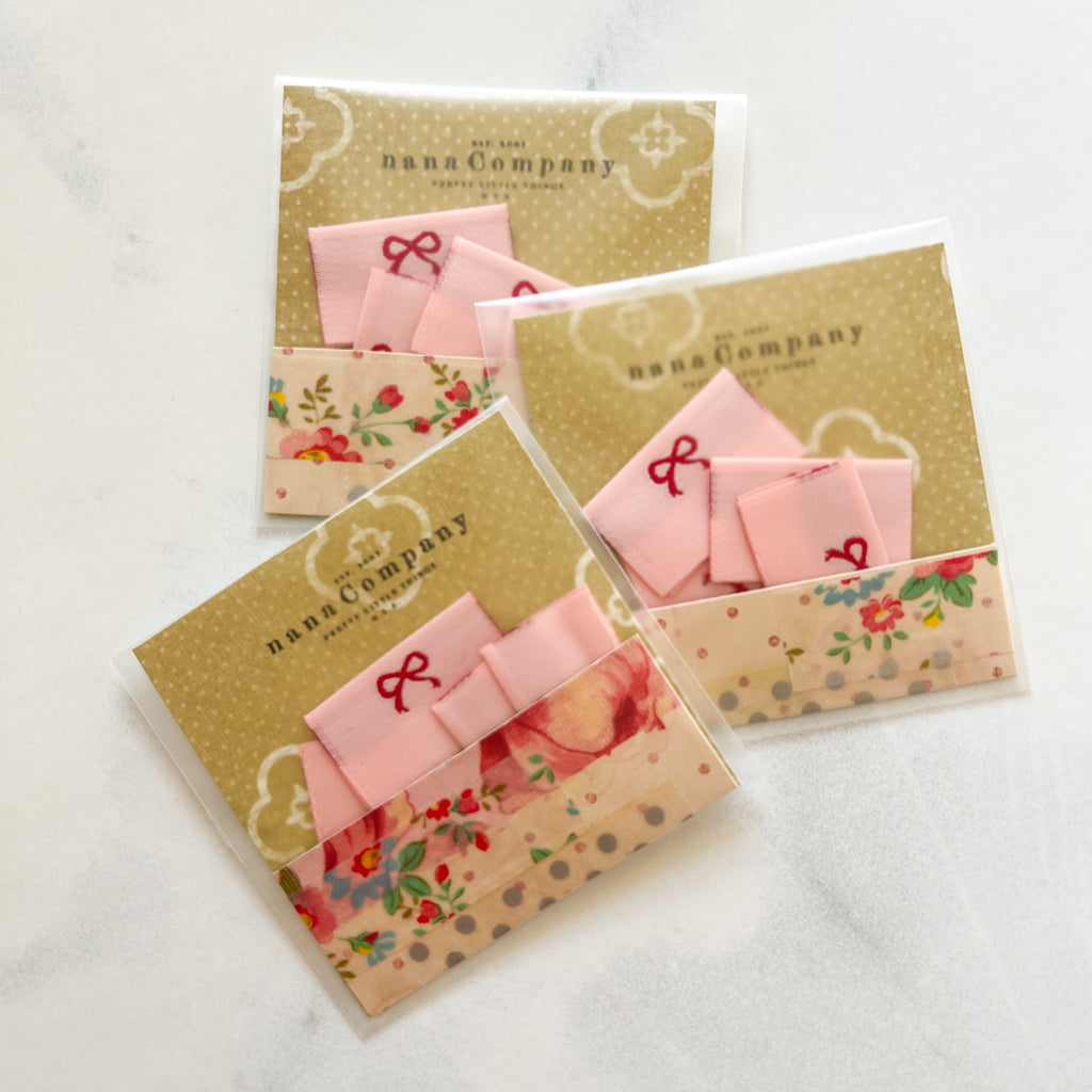 Handmade Red Bow woven folded labels | set of 4 labels