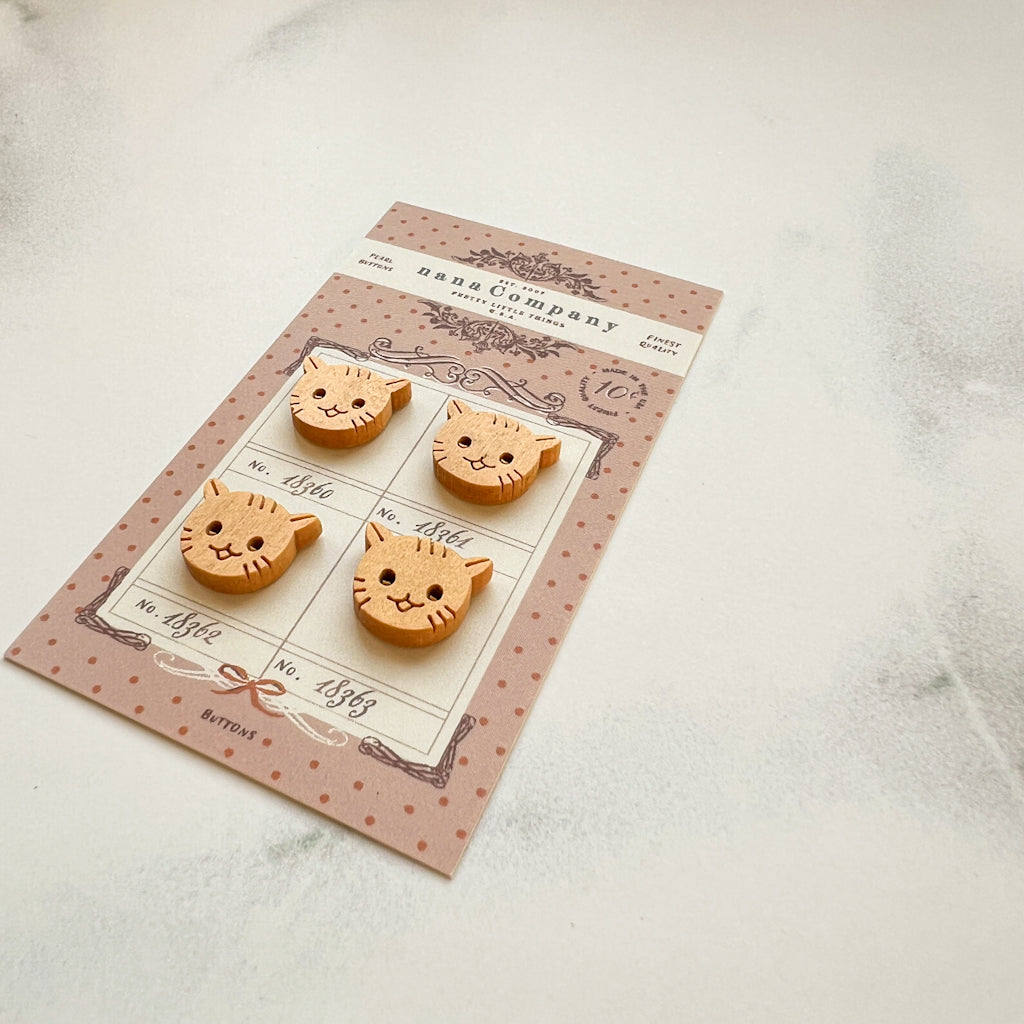 Happy Cat wood buttons | Set of 4