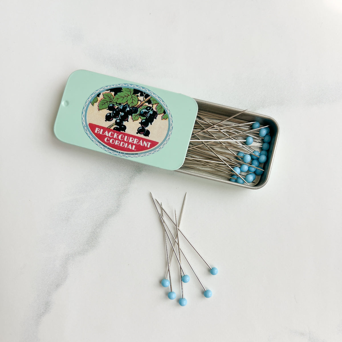 Fine Glass Head Pins in Metal Tin | Choose Style