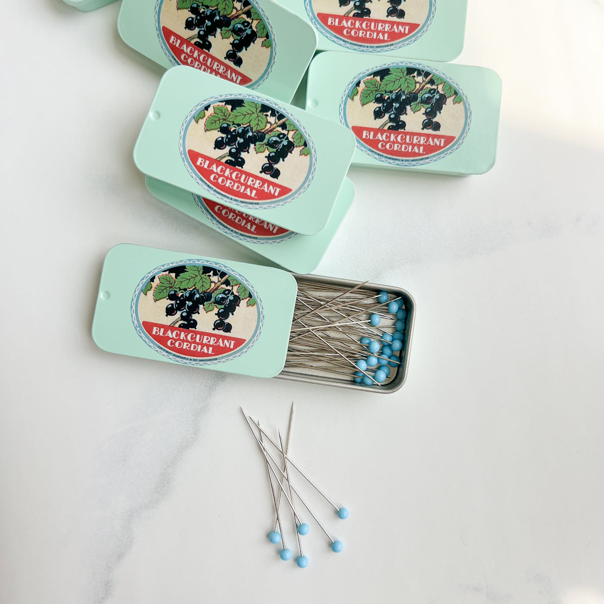 Fine Glass Head Pins in Metal Tin | Choose Style