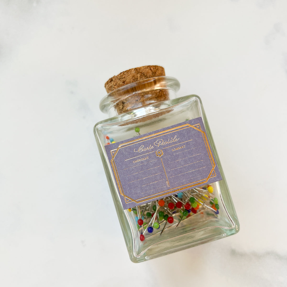Multi-colored Glass Head Fine Pins | Decorative Glass Cork Bottle No.1