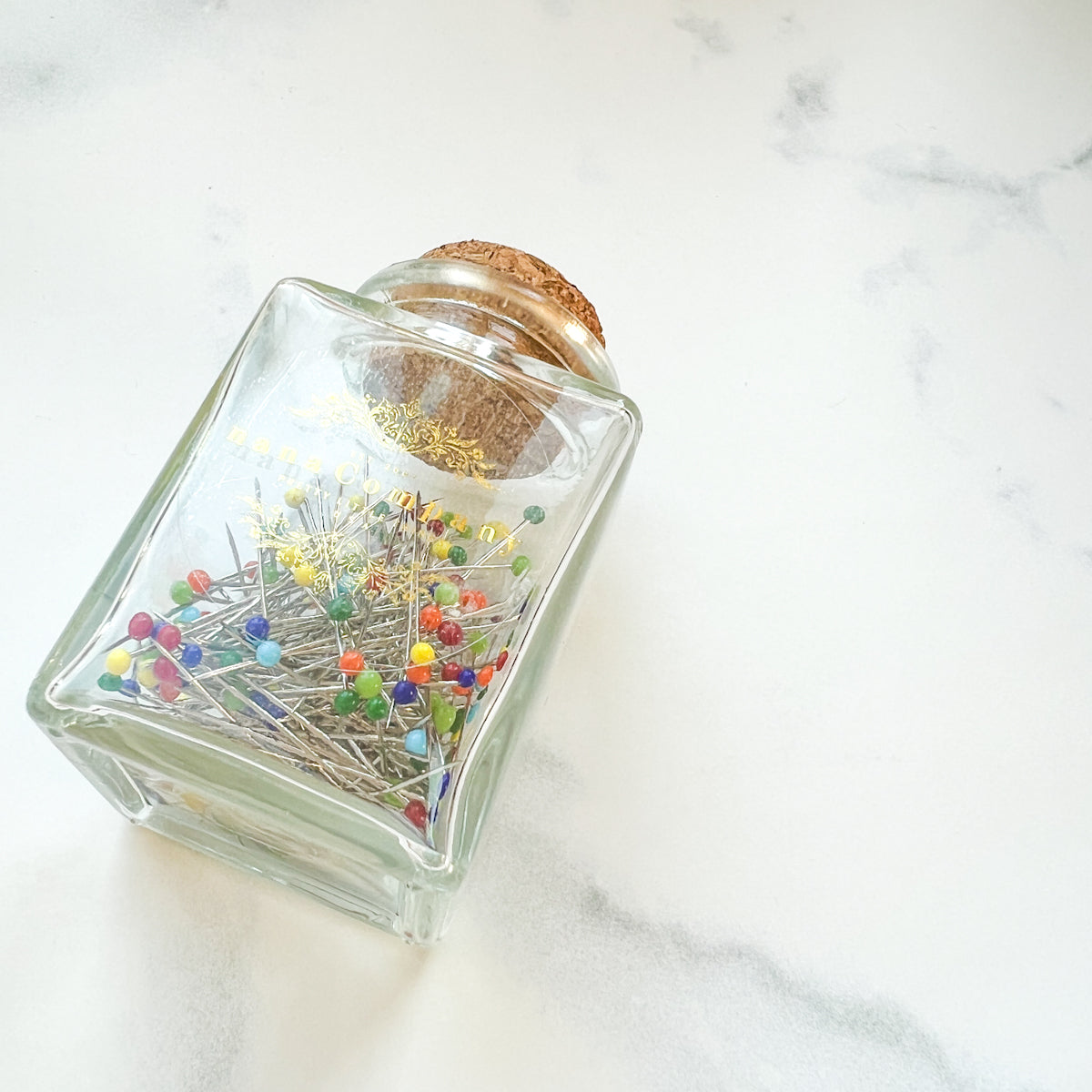 Multi-colored Glass Head Fine Pins | Decorative Glass Cork Bottle No.1