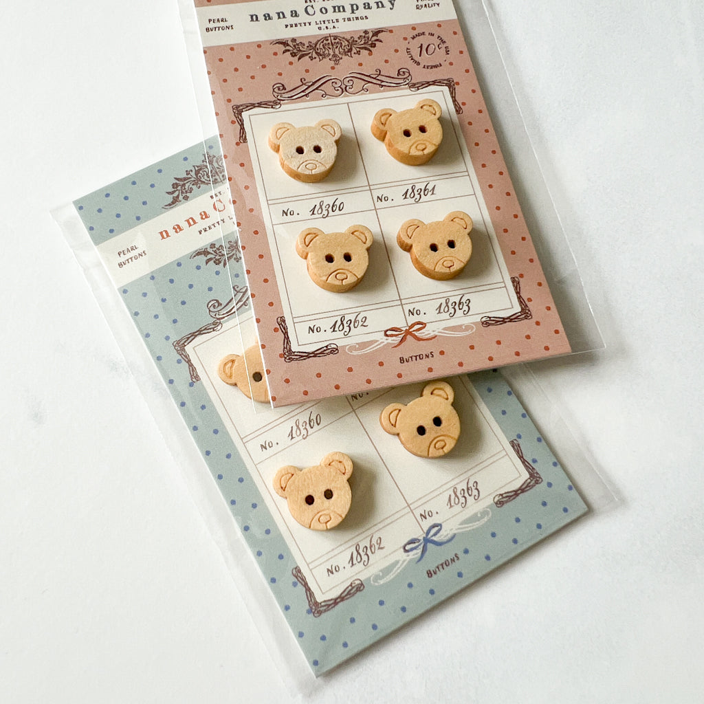 Natural Bear wood buttons | Set of 4
