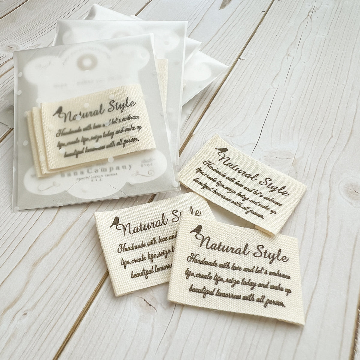 Natural Style Printed Cotton Labels | set of three