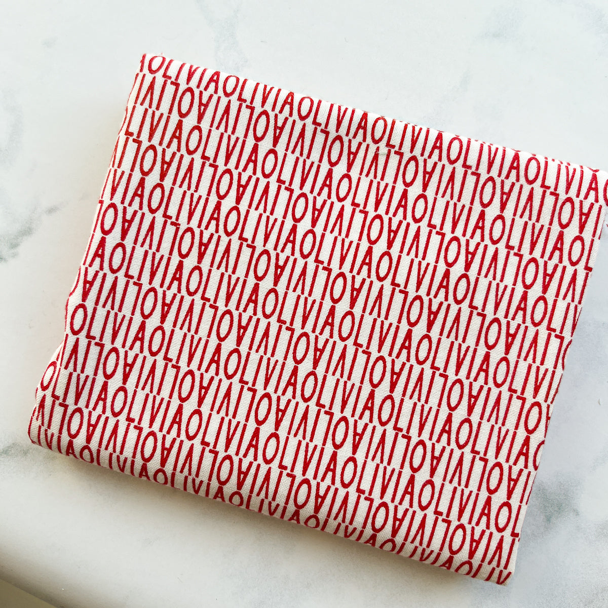 Olivia Red Text Fabric | Half Yard