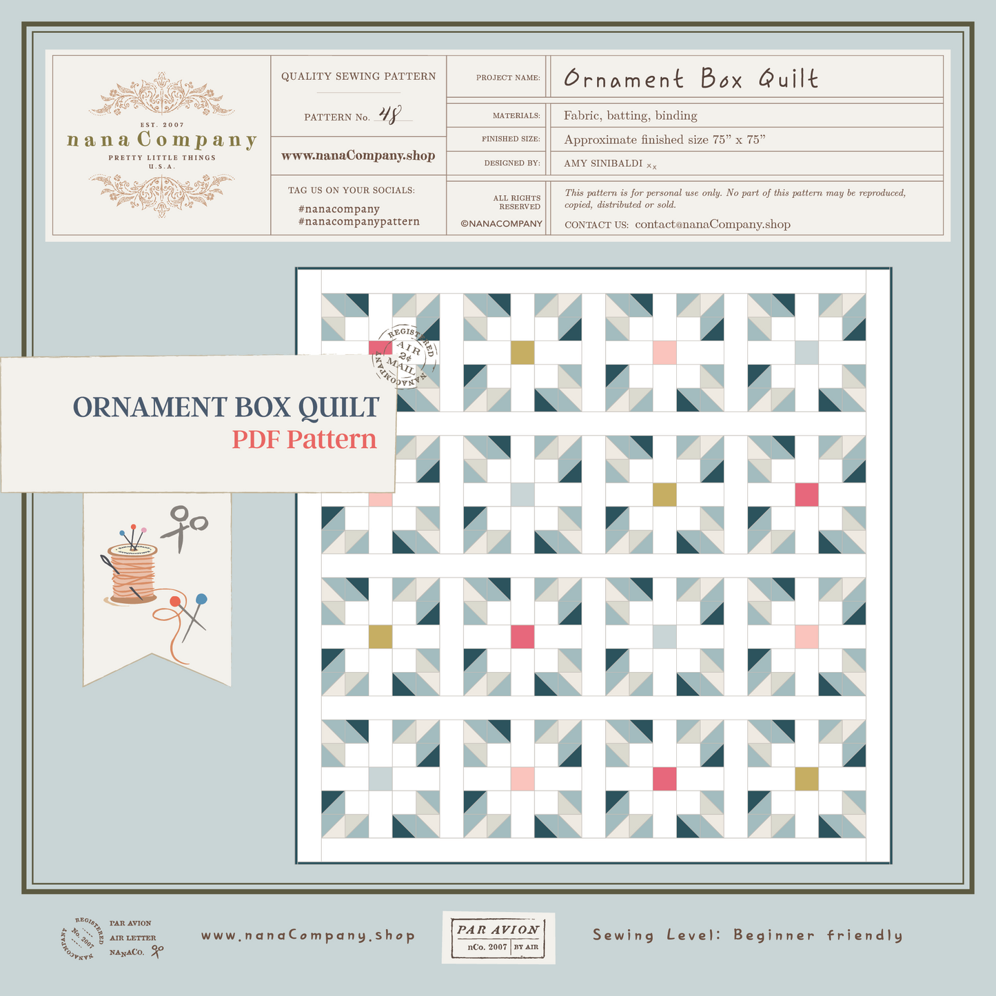 Ornament Box Quilt | PDF Pattern