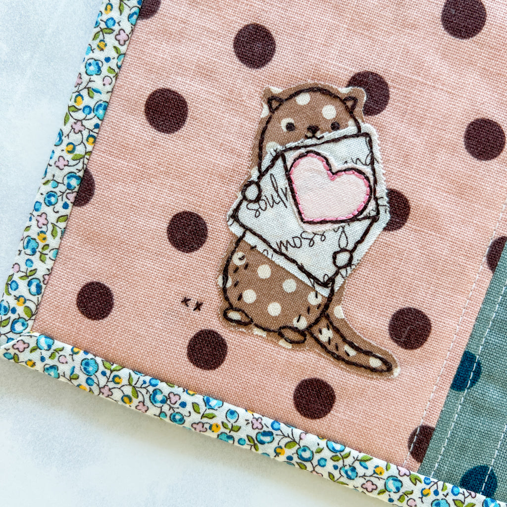 Otter’s Love Letter mini quilt | wall hanging | mug rug