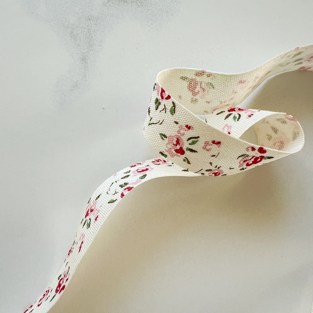 Pink Rose Ribbon Bunny Bobbin | 1 yard