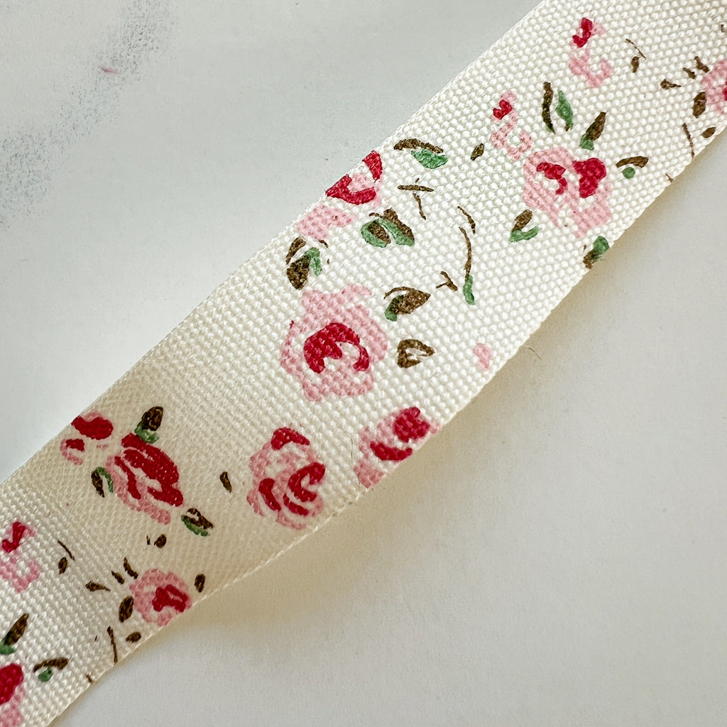 Pink Rose Ribbon Bunny Bobbin | 1 yard