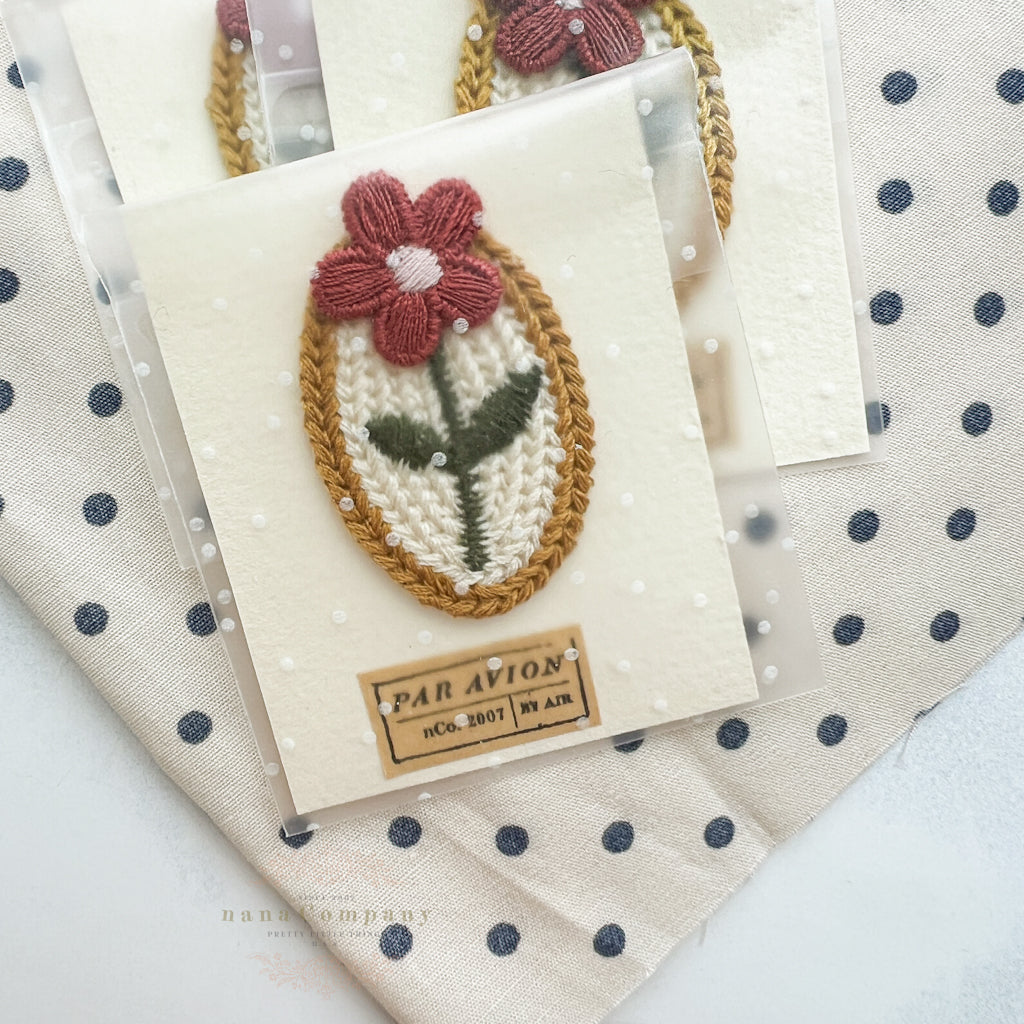 Rustic Red Flower Appliqué Sew-on Patch